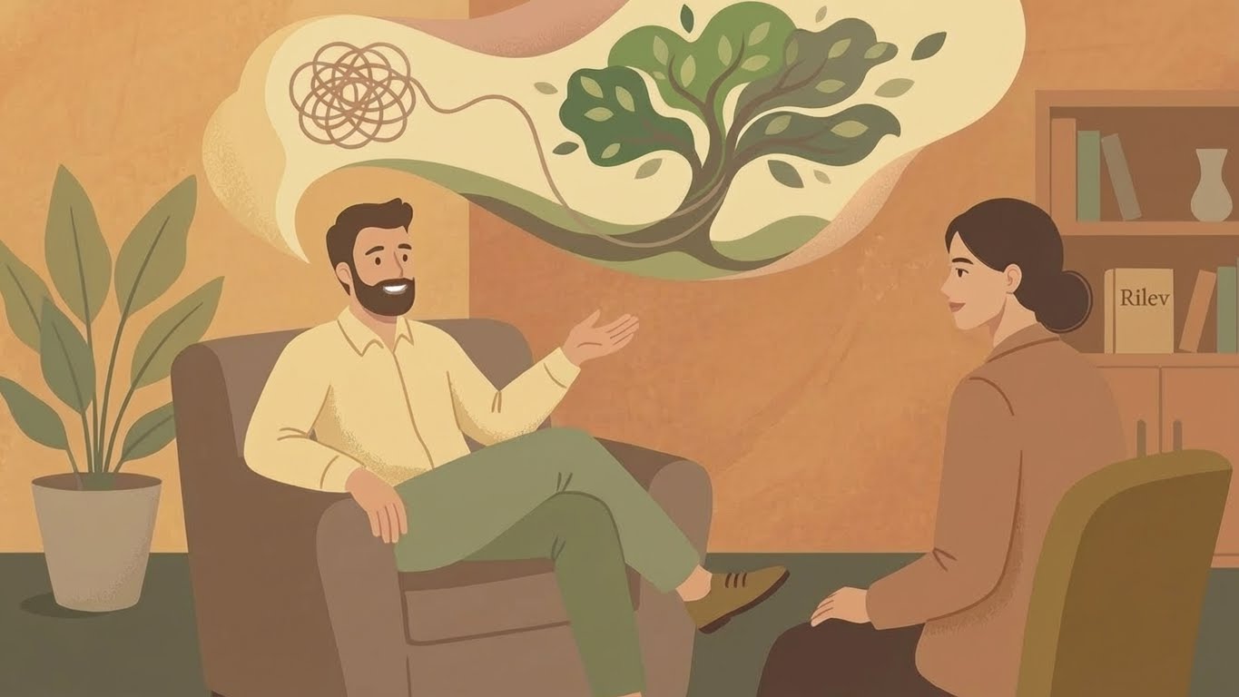 Therapy session with licensed clinician using data-led approach